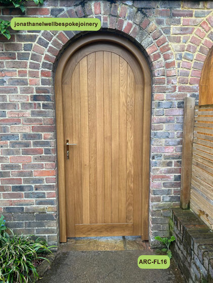 arched door gate framed ledged braced oak