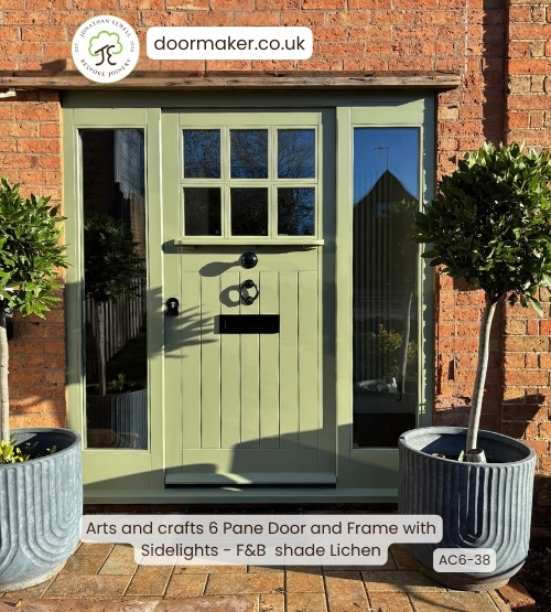 6 pane arts and crafts door painted lichen 