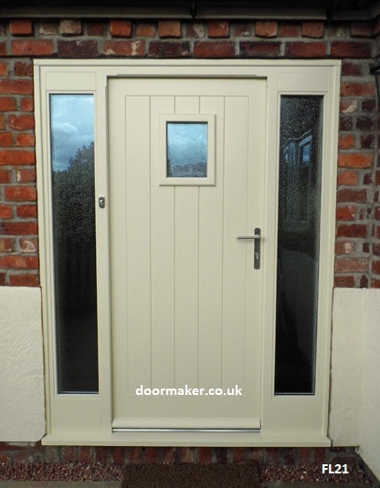 cottage door with sidelights