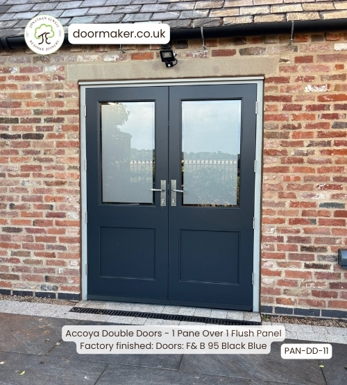 bespoke double doors 1 glass colour black blue