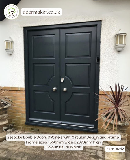 bespoke double doors 3 panels with circular design