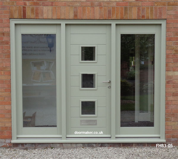 contemporary 3 pane door and sideelghts