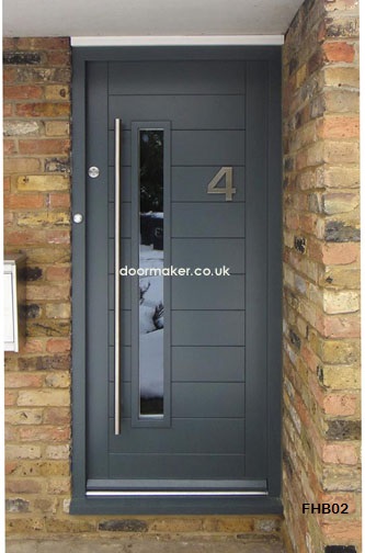 contemporary front door framed horizontal boarded