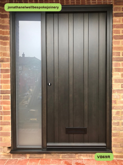 contemporary front door ebony with random width boards