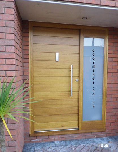 iroko contemporary door and frame with sidelight