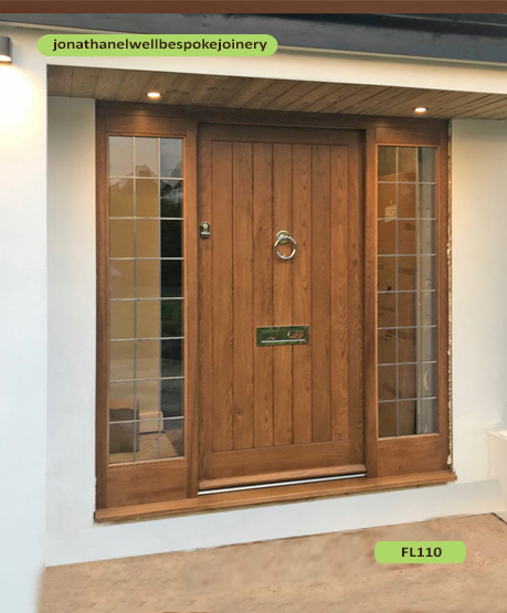 cottage door and sidelights oak
