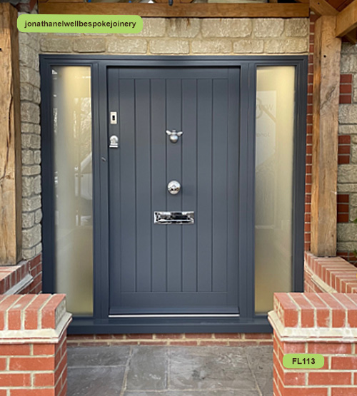 cottage style door and sidelights slate grey