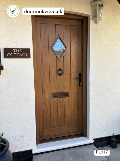 oak cottage door with diamond shaped vision light