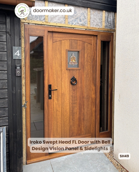 swept head door made from iroko