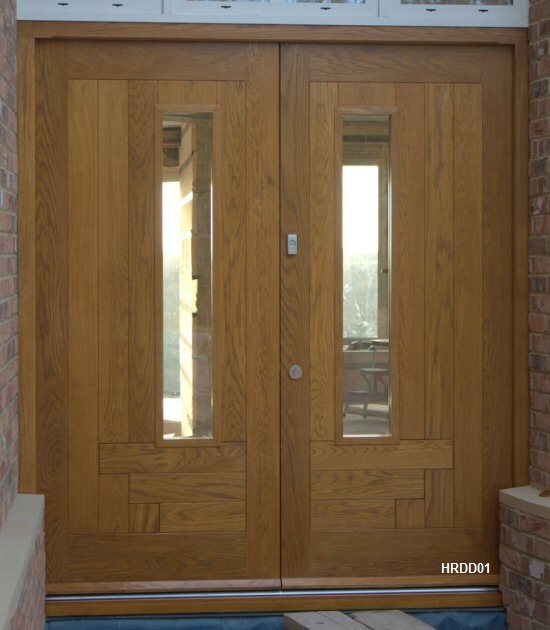 oak double doors herringbone