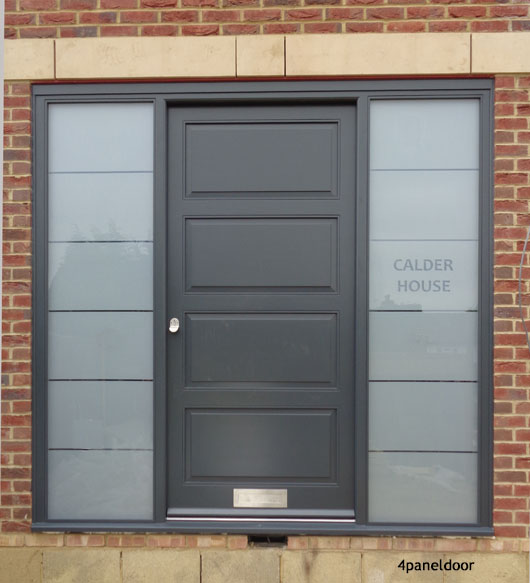 grey panel door and frame sidelights
