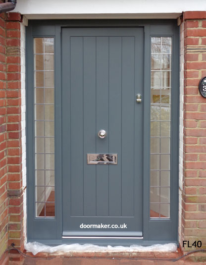 grey cottage door with sidelights