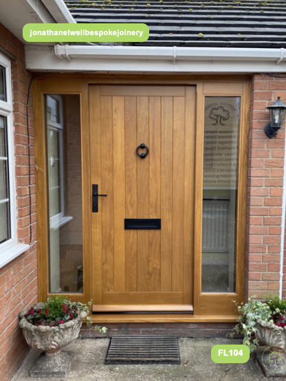 oak cottage style door with sidelights