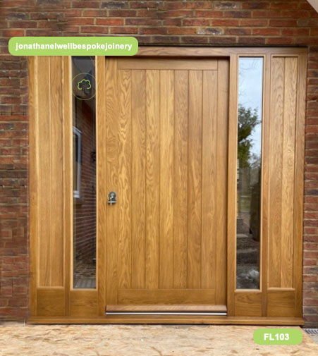 oak door with sidelights and panels