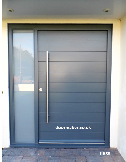 contemporary grey door with sidelight