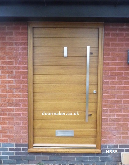 contemporary iroko door offset handles