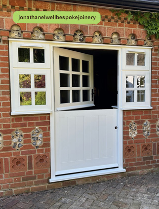 9 pane stable door with opening side windows white