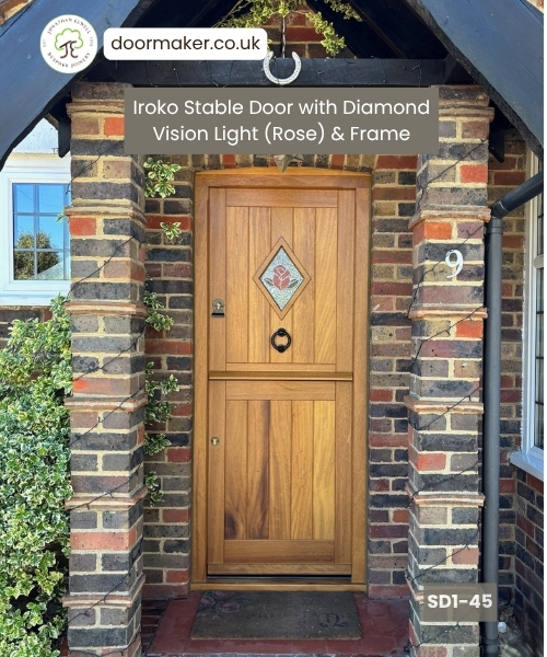 stable door with diamond vision made from iroko