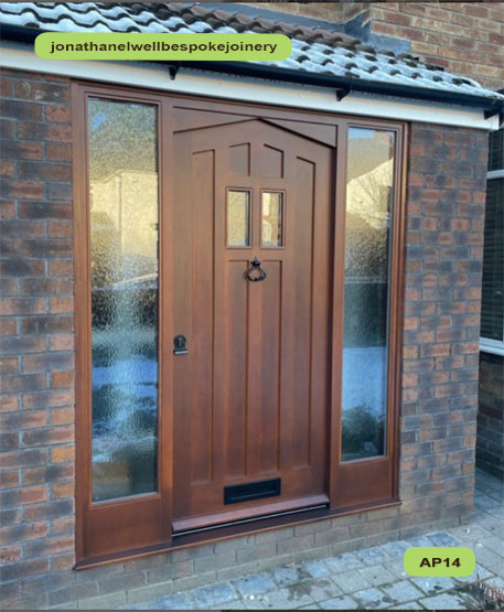traditional oak door angled panelled 