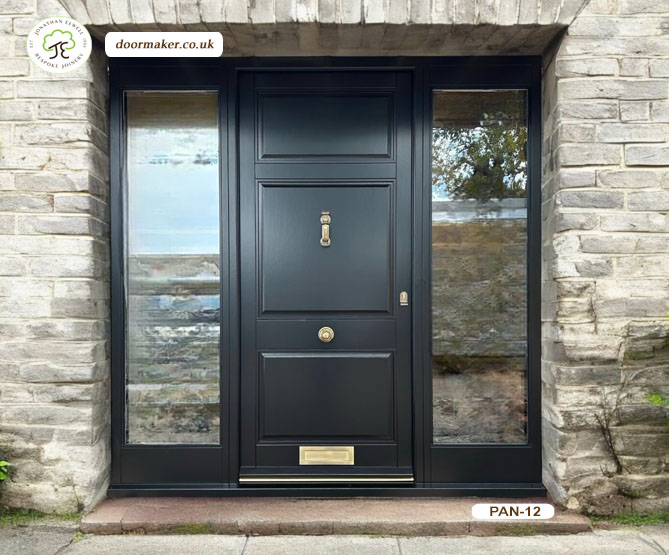 period front door 3 raised and fielded panels jet black
